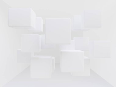 Üç boyutlu arka plan. Beyaz arka plan konsepti. 3B görüntüleme