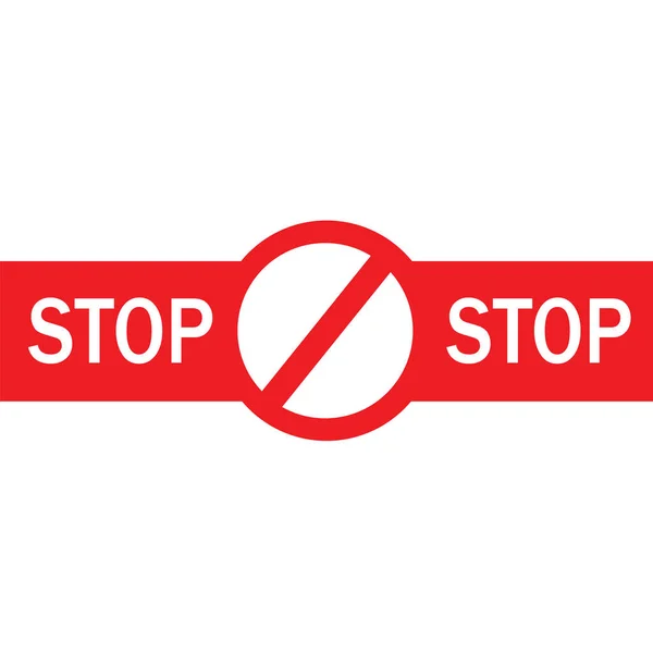 Stop Αυτοκόλλητο Και Προειδοποιητικό Εικονίδιο Κόκκινη Ταινία Εικονογράφηση Διανύσματος — Διανυσματικό Αρχείο