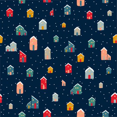 Siluetler, şirin kamaraları olan pürüzsüz desenler. El çizimi evi. Vektör illüstrasyonu