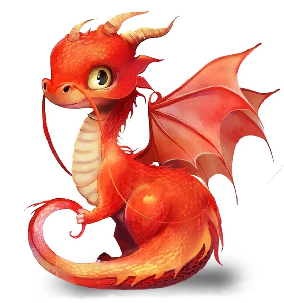 Dragut Dragon Desene Animate Fundal Alb — Fotografie, imagine de stoc