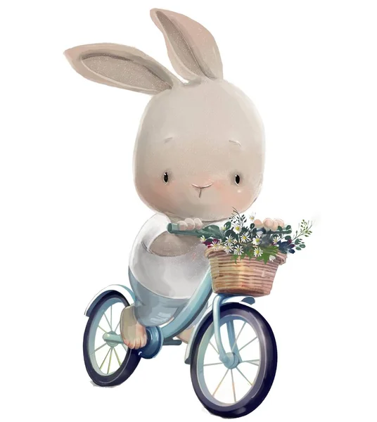 Söt Hare Med Cykeln — Stockfoto