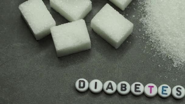 Pile Unhealthy White Sugar Cubes — Stock Video