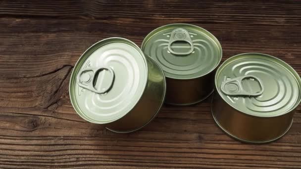 Tin Cans Food Table — Stock Video