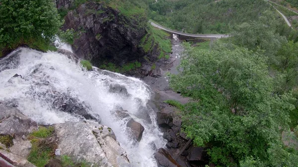 Vodopád Horách Venkovní Příroda Norsku — Stock fotografie