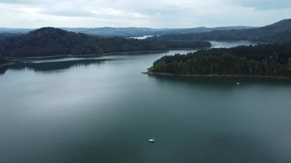 Vue Aérienne Panoramique Lac Solina Pologne — Photo