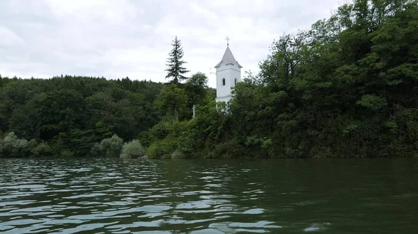 Storage Reservoir Velka Domasa Church Lake River Ondava Slovakia — Stock Photo, Image