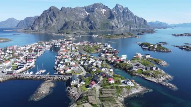 Vue Aérienne Village Pêcheurs Sur Les Îles Lofoten Norvège — Video