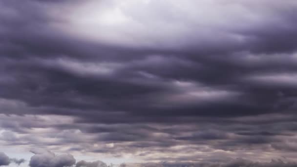 Gloomy Grey Stormy Cumulus Clouds Move Horizon Dramatic Sky Time — Stock Video