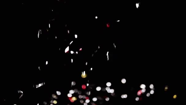 의밝고 빛나는 입자들이 서서히 지면에 떨어진다 휘황찬란 자줏빛의 반점들 회오리바람 — 비디오
