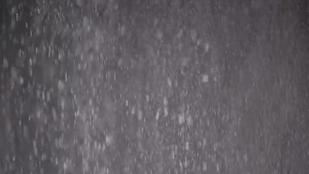 Falling Mixed Particles Snowfall Dust Debris Powder Black Background Dynamic — Vídeo de Stock