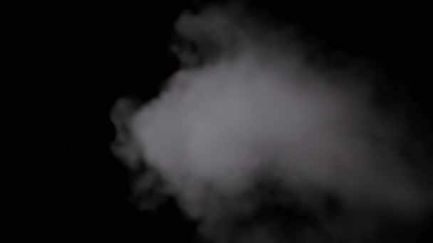 Explosie Van Een White Foggy Cloud Flying Smoke Zwarte Achtergrond — Stockvideo