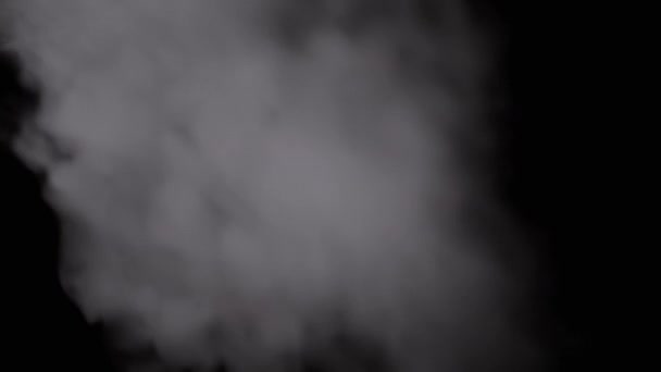 Icy White Foggy Cloud Flying Steam Black Background Abstract Background — Video