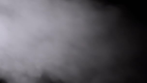 Icy White Foggy Cloud Flying Steam Black Background Abstract Background — Stockvideo