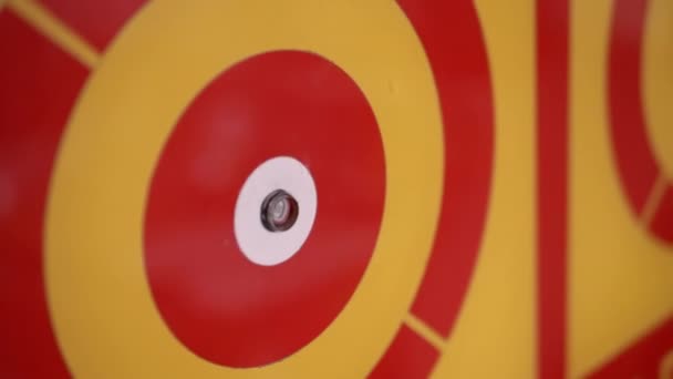Close Bright Colored Game Shooting Range Target Goal Abstract Background — Stock Video