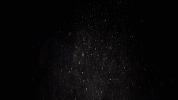 Düşen Karışık Toz Parçacıkları Enkaz Akıntısı Kara Arkaplanda Toz Kar — Stok video