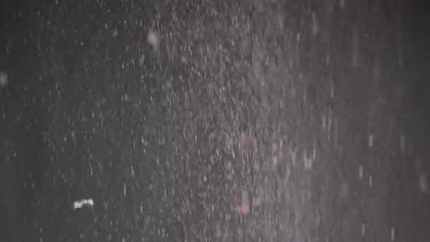 Stream Falling Confetti Dust Particles Snowfall Black Background Inglés Fondo — Vídeo de stock