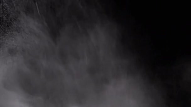 Explosión Partículas Mixtas Humo Vapor Agua Aislado Sobre Fondo Negro — Vídeos de Stock