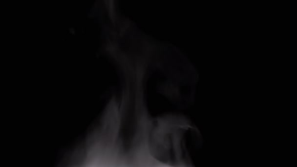 Rising Blurred White Clouds Steam Smoke Icy Thick Fog Black — стокове відео