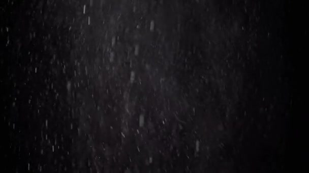 Şiddetli Kar Fırtınası Kara Arkaplanda Düşen Kar Parçacıkları Patlama Çarpışma — Stok video