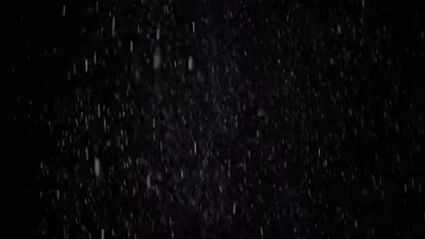 Silná Sněhová Bouře Větrem Padajícími Sněhovými Částicemi Černém Pozadí Exploze — Stock video