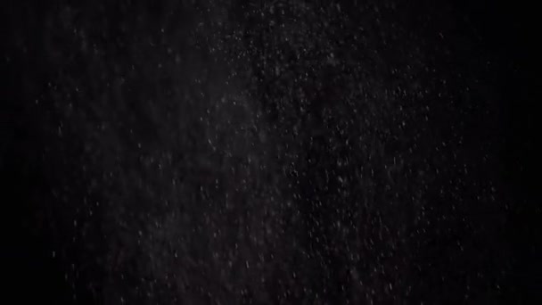 Spadające Mieszane Cząstki Śnieg Kurz Gruz Proszek Czarnym Tle Whirlpool — Wideo stockowe