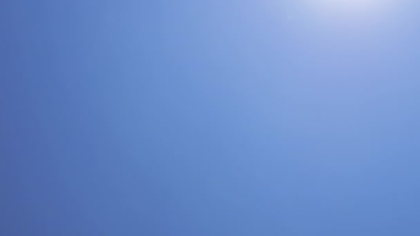 Багато Прозорих Сяючих Мильних Бульбашок Сонячним Відблиском Літають Блакитному Небі — стокове відео