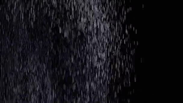 Erős Havazás Hulló Részecskék Áramlása Üres Térben Fekete Háttérrel Vegyes — Stock videók