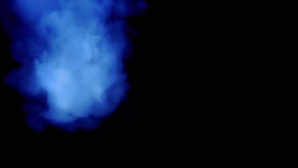 Thick Blue Clouds Smoke Isolated Black Background Fall Empty Space — Vídeo de Stock