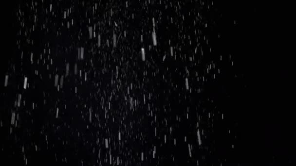 Karma Toz Parçacıkları Girdabı Kar Kara Arkaplan Uçan Enkaz Kar — Stok video