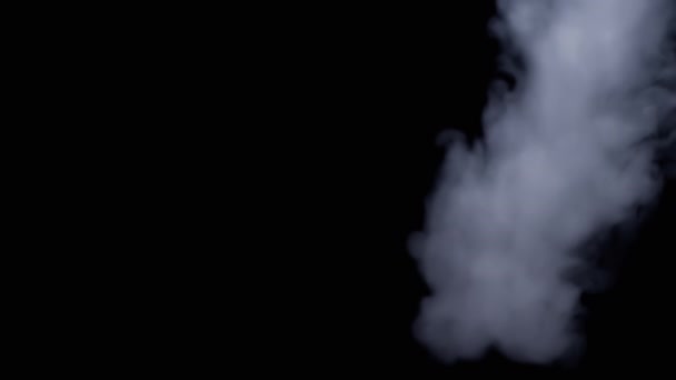 Gęste Białe Chmury Dymu Odizolowanym Czarnym Tle Spadają Pustej Przestrzeni — Wideo stockowe