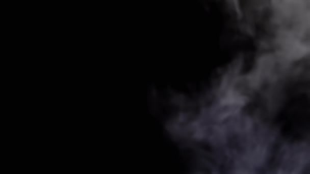 Белое Ледяное Облако Густого Дыма Растворяется Чёрном Фоне Пустом Пространстве — стоковое видео