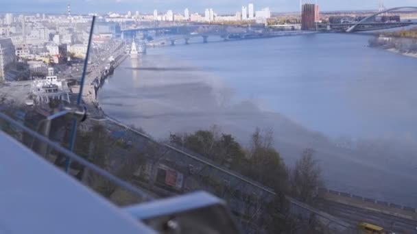 Vue Panoramique Sur Kiev Fleuve Dniepr Les Zones Sommeil Pont — Video