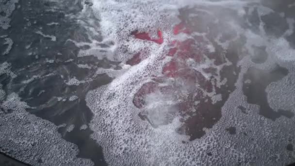 Empty Boiling Vat Com Água Quente Fontes Térmicas Livre Abstrato — Vídeo de Stock