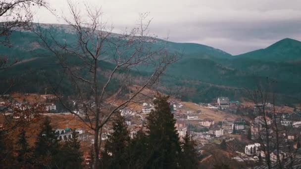 Veduta Panoramica Delle Montagne Dei Carpazi Una Giornata Nebbiosa Paesaggio — Video Stock