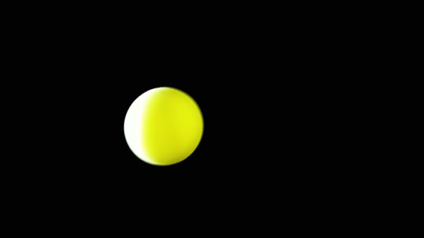 Rotating Yellow Ball Sphere Flies Blank Space Black Background Abstract — Stock Video