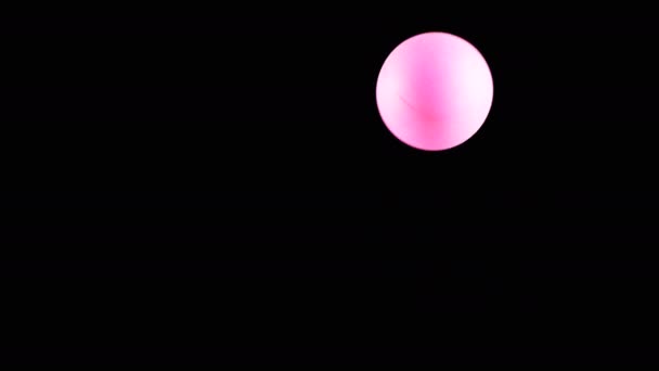 Pink Small Tennis Ball Spinning Espaço Cópia Fundo Preto Abstrato — Vídeo de Stock