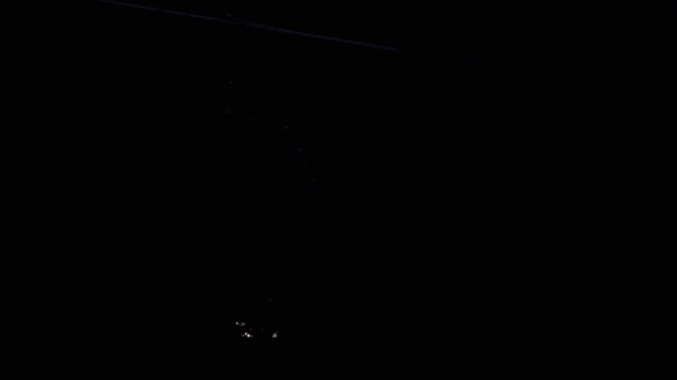 ブラックバックグラウンドにヴィンテージエジソン電球を投げるフリッカーを掛けるロット バンチ クリスマスの装飾 ヴィンテージの電気電球は レトロなスタイルのガーランドはスペースを照らします — ストック動画