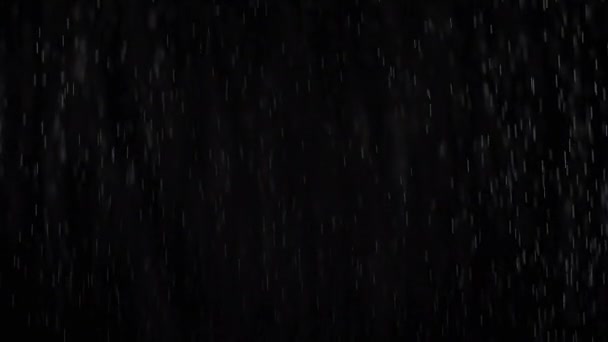 Loop Stream Falling Esőcseppek Sparks Empty Space Egy Fekete Háttér — Stock videók