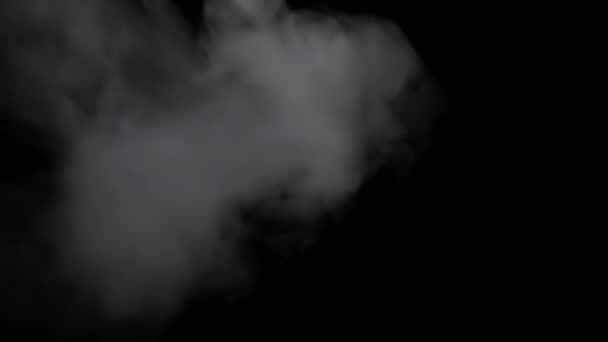 Ledový Mrak Hustého Bílého Kouře Nebo Páry Izolovaném Černém Pozadí — Stock video