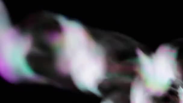 Mulțime Bule Săpun Colorate Mari Zboară Fundal Negru Explodează Suflare — Videoclip de stoc