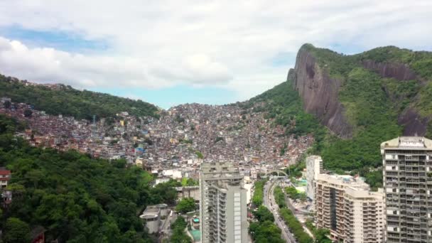 Filmagem Aérea Favela Rocinha Maior Favela América Latina Localizado Rio — Vídeo de Stock