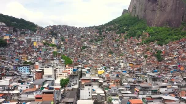 Letecký Záznam Favely Rocinha Největšího Slumu Latinské Americe Nachází Rio — Stock video
