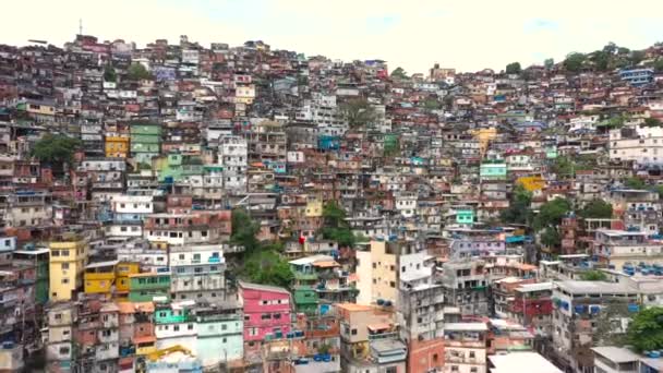 Luftaufnahmen Von Favela Rocinha Dem Größten Slum Lateinamerikas Befindet Sich — Stockvideo