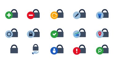 Güvenlik kilidi koruma simgesi güvenli koleksiyon vektörü izole grafiği