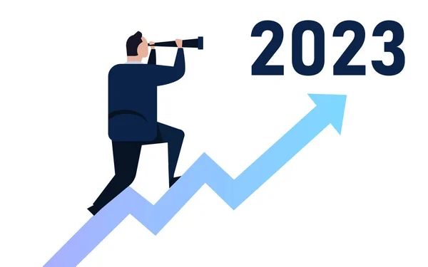 2023 Vezető Üzletember Várja Chart Megy Fel Növeli Növekedést Jövő — Stock Vector