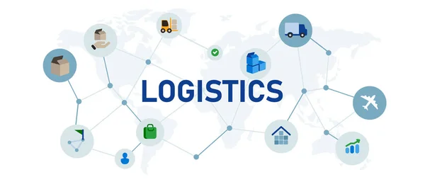 Logistikkonzept Des Liefermanagementsystems Lieferkette Unternehmen Transport Und Lieferung Icon Set — Stockvektor