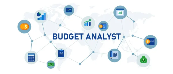 审查财务方面说明的预算分析员专业工作 — 图库矢量图片