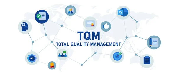 Tqm Total Quality Management Concepto Mejora Negocio Vector Estándar — Archivo Imágenes Vectoriales