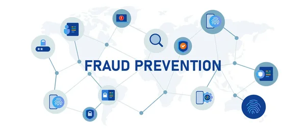 Fraude Prevención Protección Seguridad Biométrica Icono Inicio Sesión Conjunto Vector — Vector de stock