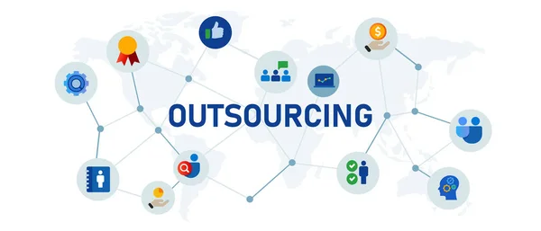 Outsourcing Servicio Equipo Fuera Empresa Organización Vector Ilustración — Vector de stock